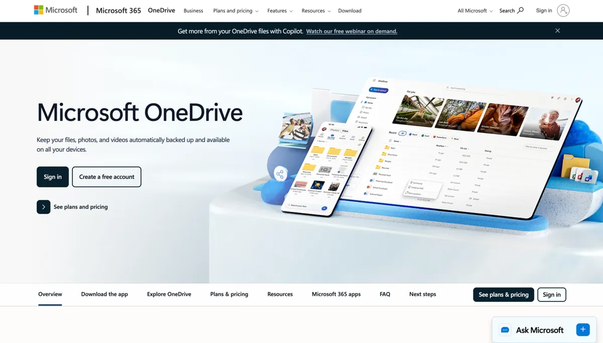 Microsoft OneDrive interface