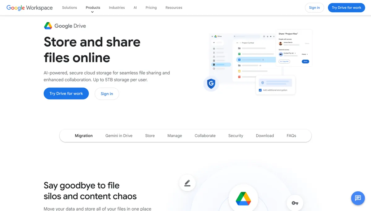 Google Drive storage interface for video files
