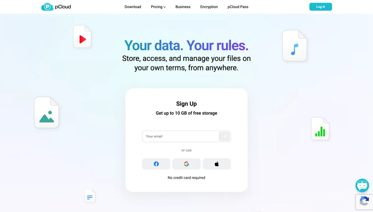pCloud storage interface with lifetime plan option