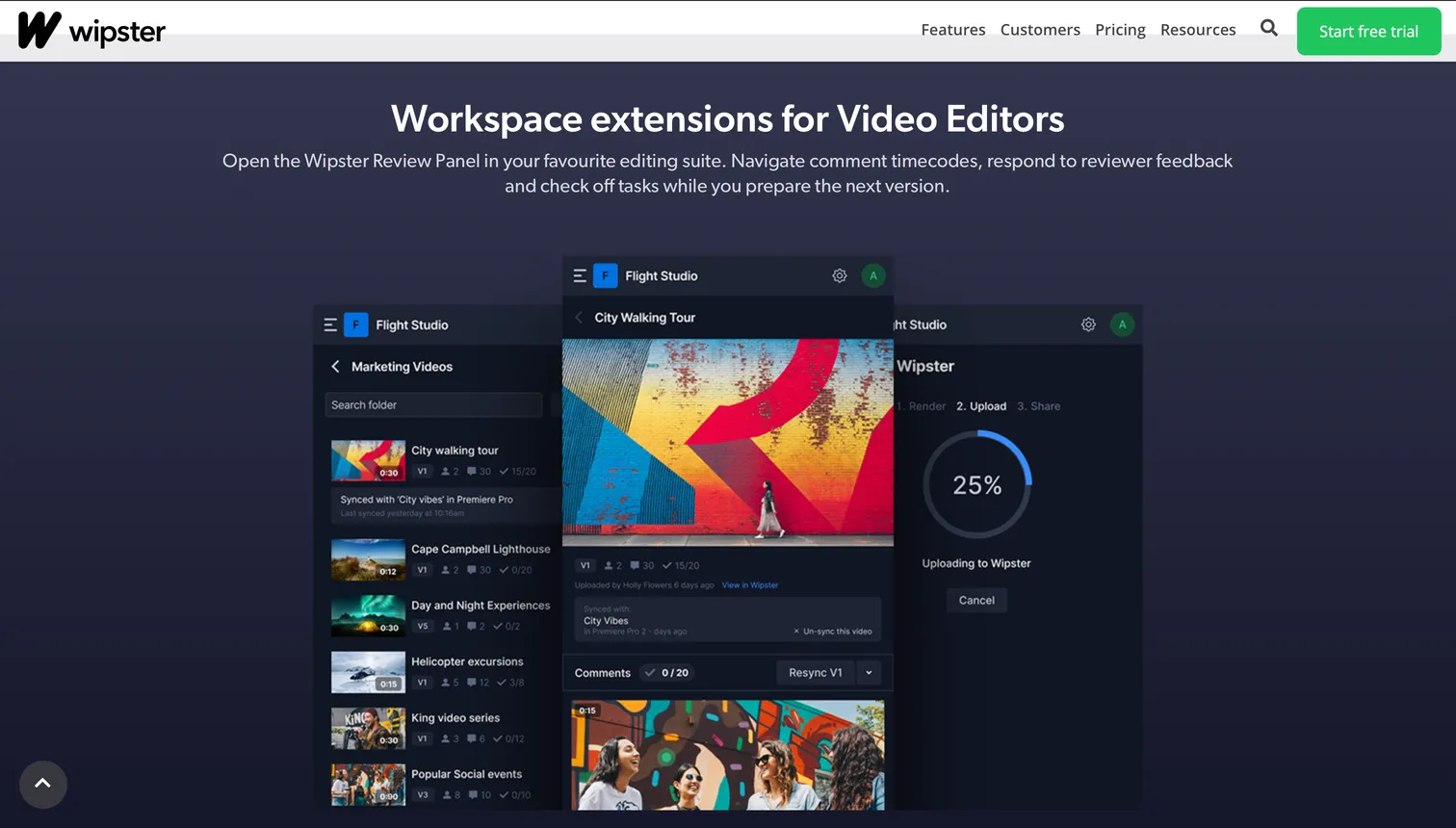 Wipster video review interface with timecoded comments beside the player