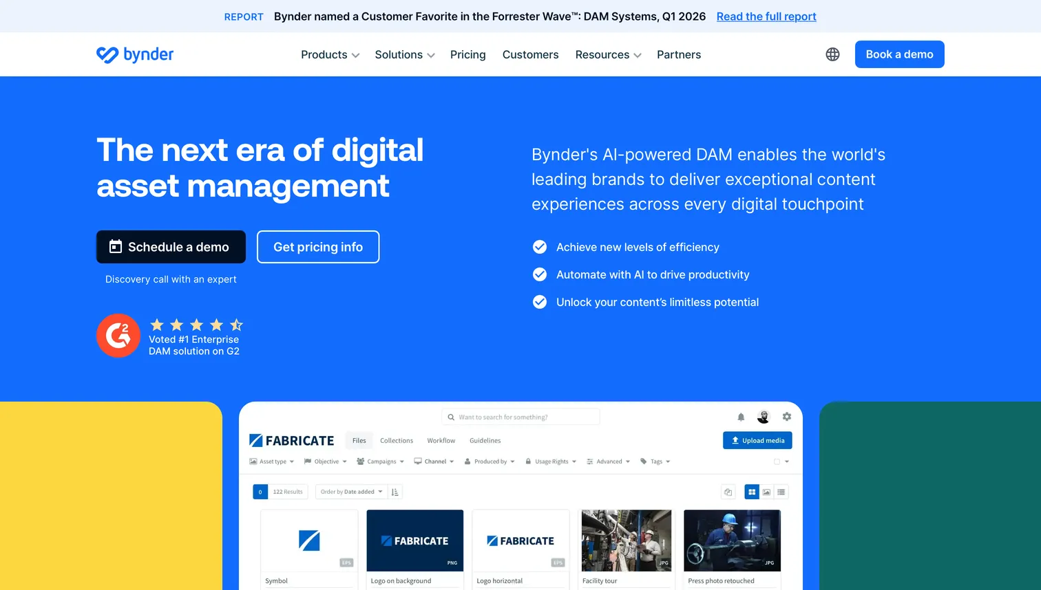 Bynder brand asset management platform showing the asset workflow module with approval queue and analytics dashboard