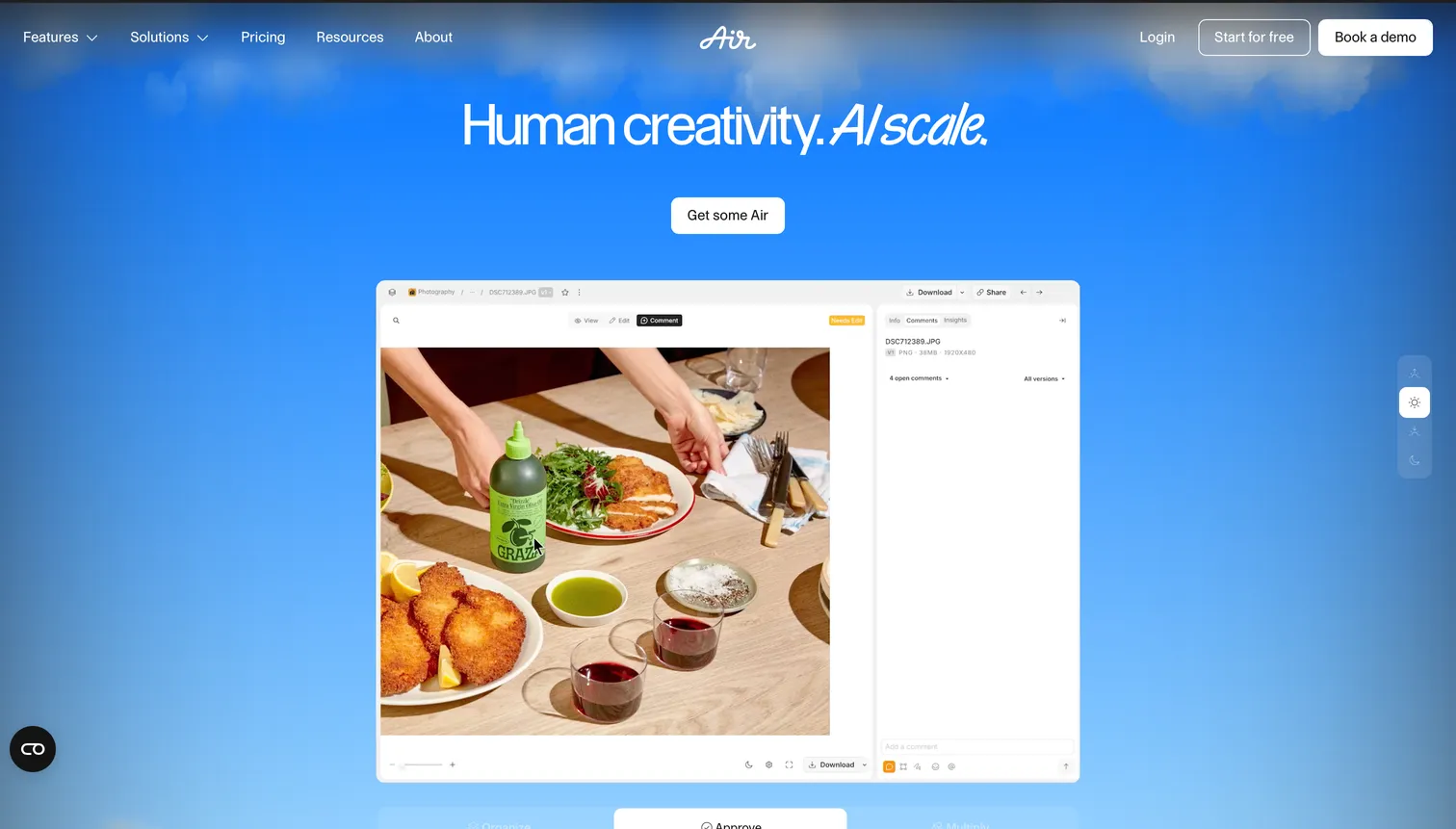 Air creative operations platform showing a digital asset management library view