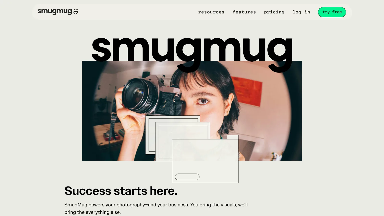 SmugMug homepage presenting the photo storage, portfolio and selling platform for photographers