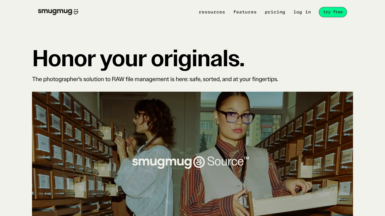 SmugMug Source page for RAW photo storage and management, the add-on billed per terabyte