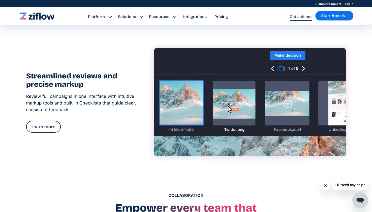 Ziflow video review software interface